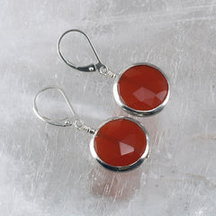 Silver Rimmed Carnelian Earrings