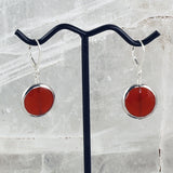 Silver Rimmed Carnelian Earrings