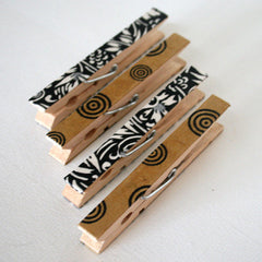 Black White and Brown Decorative Clothespins