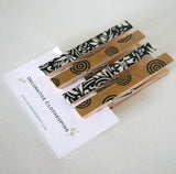 Black White and Brown Decorative Clothespins