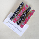 Pink and Black Patterned Decorative Clothespins