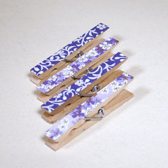 Purple Floral Decorative Clothespins