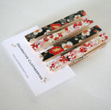 Red Black and White Floral Decorative Clothespins