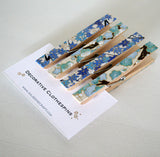 Blue Floral Decorative Clothespins