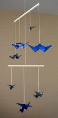Navy Blue Small Origami Crane Mobile