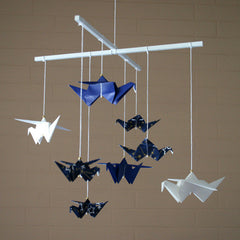 Blue Stars Small Origami Crane Mobile