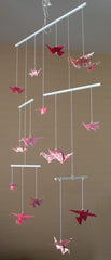 Pink Flowers Large Origami Crane Mobile