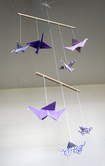 Purple Small Origami Crane Mobile