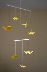 Yellow Small Origami Crane Mobile