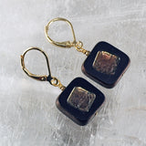 Black and Gold Czech Glass Bead Earrings