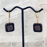 Black and Gold Czech Glass Bead Earrings