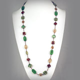 Long Green and Brown Czech Glass Bead Necklace
