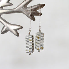 Gold and Silver Leaves Folded Paper Earrings
