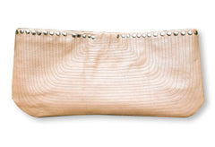 Peach Stitched Leather Clutch