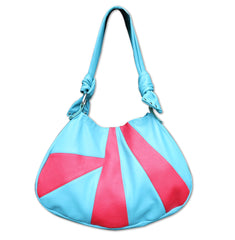 Turquoise & Red Leather Carry-All Satchel Handbag