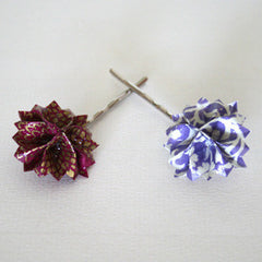 Pink and Purple Floral Origami Hair Pins