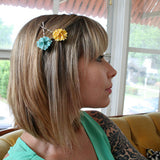 Brown and Red Cherry Blossoms Origami Hair Pins