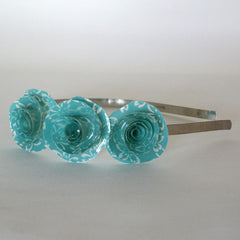 Teal Floral Paper Flowers Headband