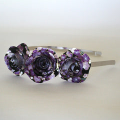 Purple Floral Paper Flowers Headband