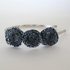 Black and Silver Paper Flowers Headband