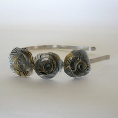 Gray Leaves Paper Flowers Headband