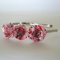 Red and Pink Blossoms Paper Flowers Headband