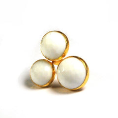 Three Snow White Round Stones Ring