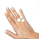 Three Snow White Round Stones Ring