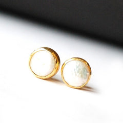 Coin Pearls Stud Earrings