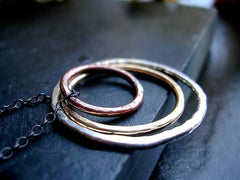 Triple Karma Silver and Gold Necklace