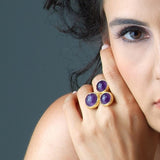Three Purple Stone Amethyst Ring