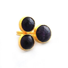 Three Purple Stone Amethyst Ring