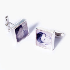 Personalized My Beloved Custom Made Silver Picture Cufflinks