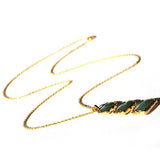 Verticle Three Small to Large Green Jade Stones Necklace