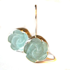 Rose Carved Amazonite Earrings