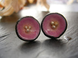 Pink Enamel Post Earrings