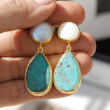 Turquoise and Pearl Earrings