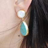 Turquoise and Pearl Earrings