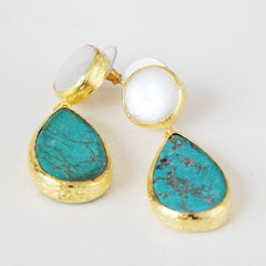 Turquoise and Pearl Earrings