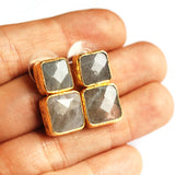 Two Squares Grey Labradorite Stone Earring