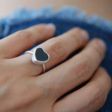 The Black Heart Silver Ring