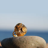 One of a Kind Raw Prith Ring with a Flower