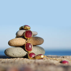 Ruby Bracelet In Gold Coated Silver