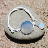Blue Kalsedon Bracelet with white cord