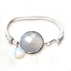 Blue Kalsedon Bracelet with white cord