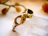 Infinity Brass Ribbon Sterling Silver Beaded Ring