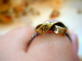 Infinity Brass Ribbon Sterling Silver Beaded Ring