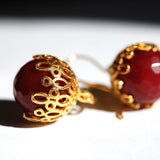Red Agat Ball Earrings