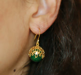 Green Ball Earrings