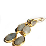 Small to Large Drops of Grey Labradorite Stones Earrings
